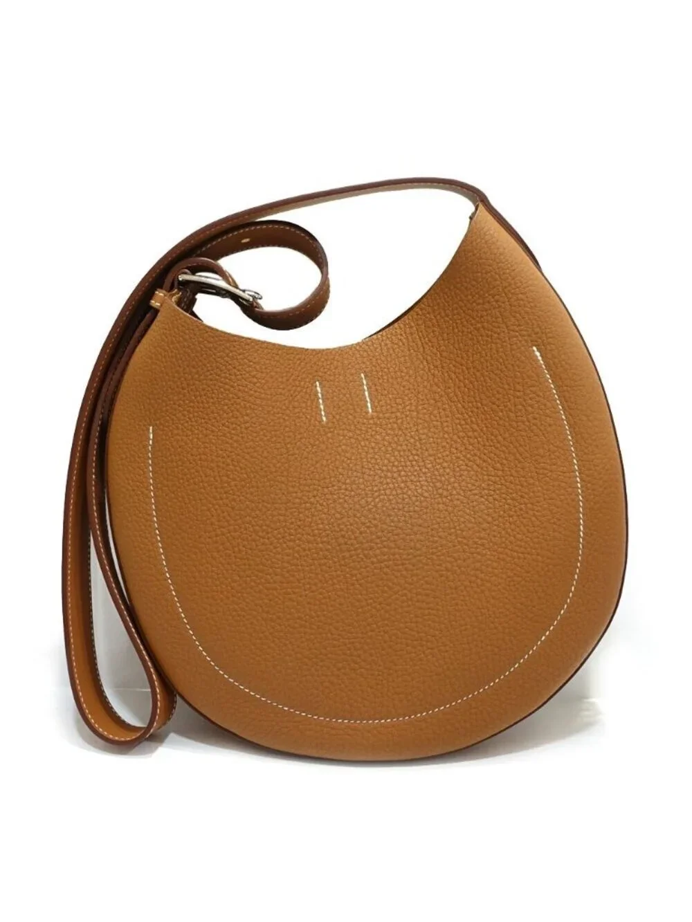 Hermes Arson Shoulder Bag Togo Leather Gold White Stitching Brown